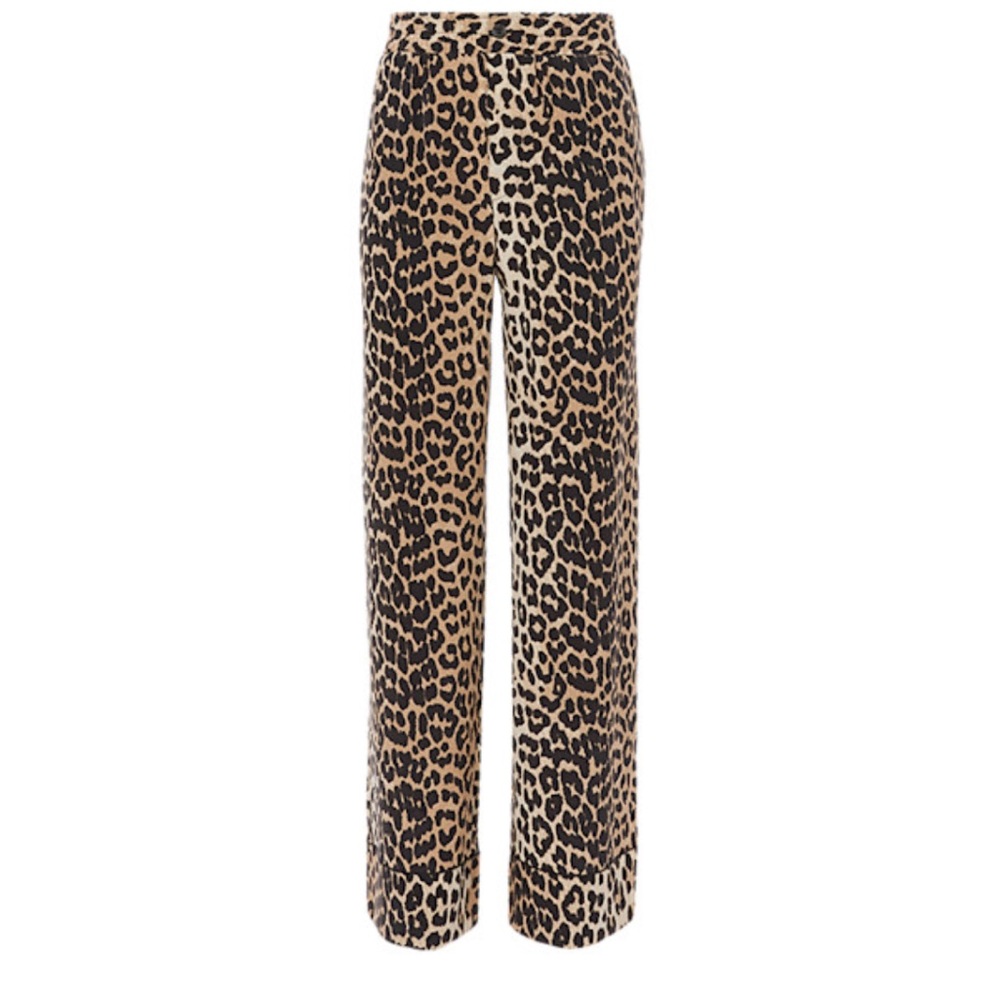 GANNI - FAYETTE LEOPARD SILK PANTS